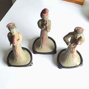TANG DYNASTY REPLICA CHINESE COURT THREE MUSICIAN FIGURINES ALVA ART STUDIO 1961